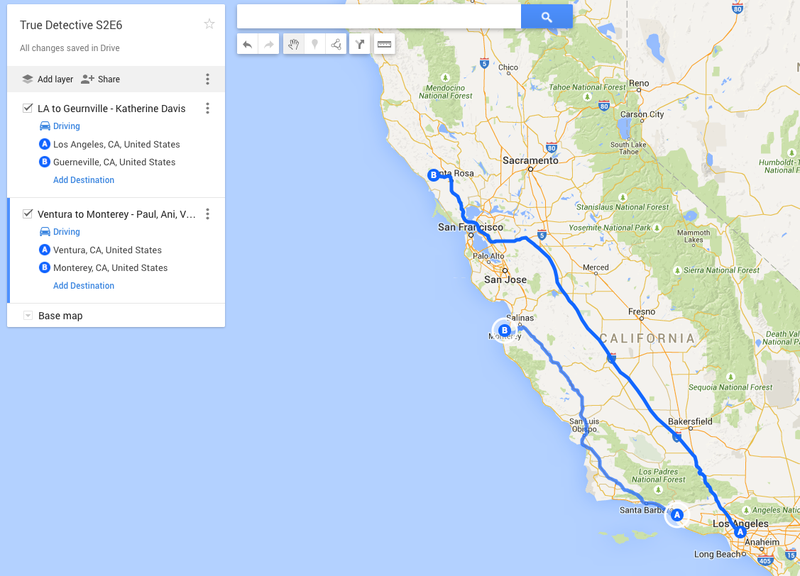 Illustration for article titled Wired mapped out True Detective’s insanely time-defying road trips